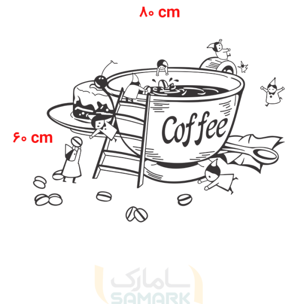 برچسب شیشه کافی شاپ طرح کافه پریان