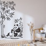 برچسب دیواری پاندا و بامبو