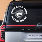 برچسب ماشین آفرودی when road ends the fun begins