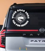 برچسب ماشین آفرودی when road ends the fun begins