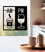 برچسب دیواری کافه طرح AM PM