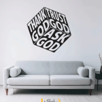 برچسب دیواری مکعب Ask God Trust God Thank God