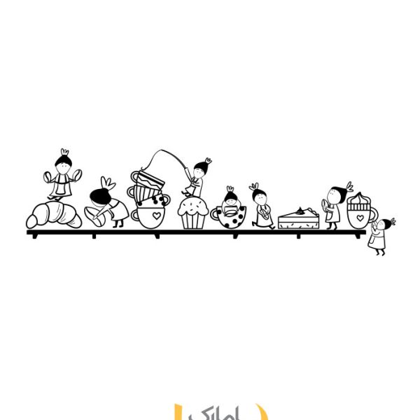 برچسب کافی شاپ طرح فانتزی