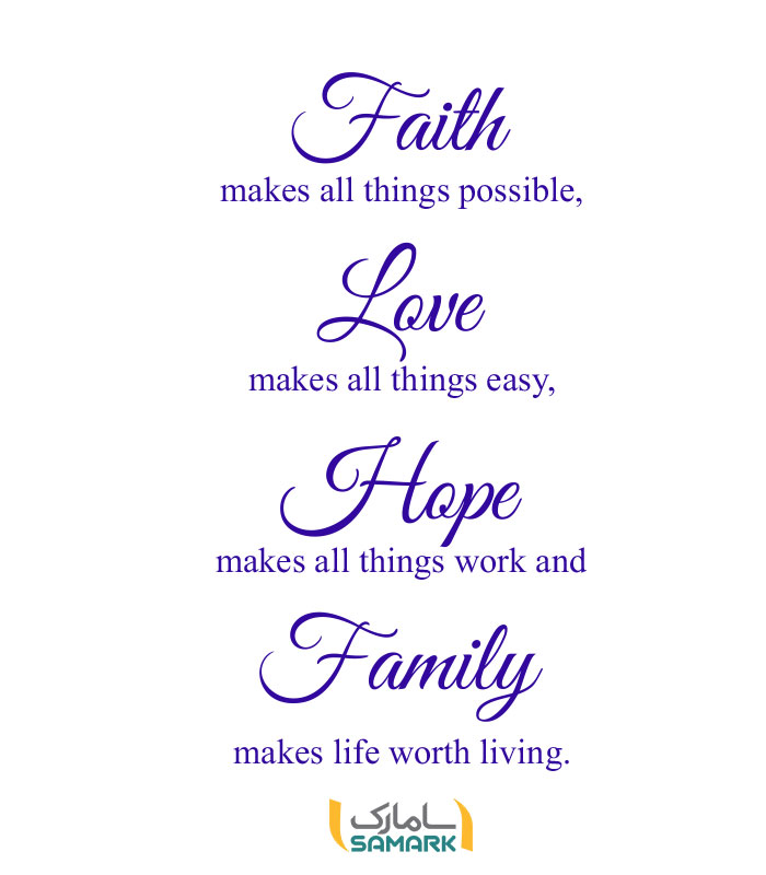 استیکر کلمات طلایی زندگی (ایمان، عشق، امید، خانواده)