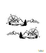 برچسب ماشین آفرودی قطب نما و کوه