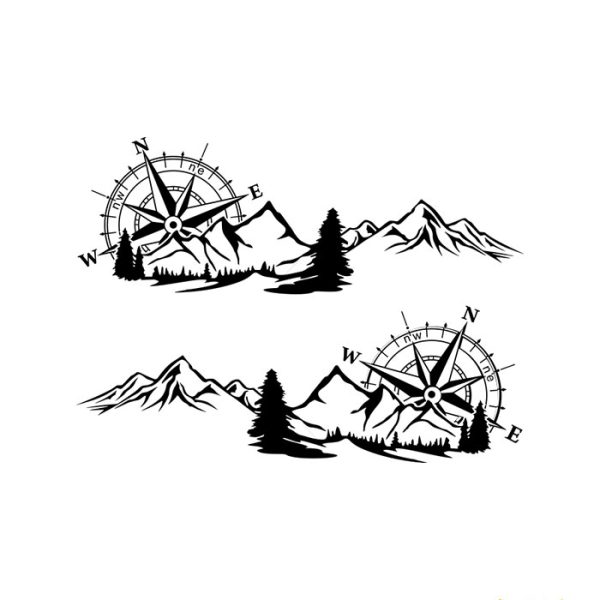 برچسب ماشین آفرودی قطب نما و کوه