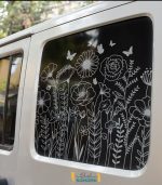 برچسب شیشه در ماشین طرح گل