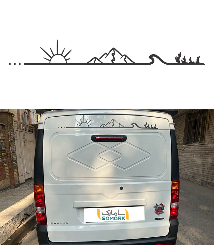 استیکر کمپر طرح غروب خورشید در ساحل