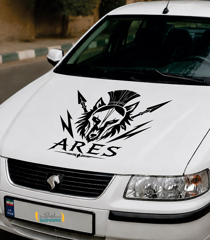 استیکر کاپوت طرح آرس | ARES خدای جنگ یونان